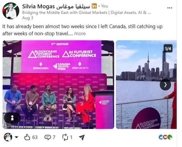 Screenshot of my post: Canada Crypto Week